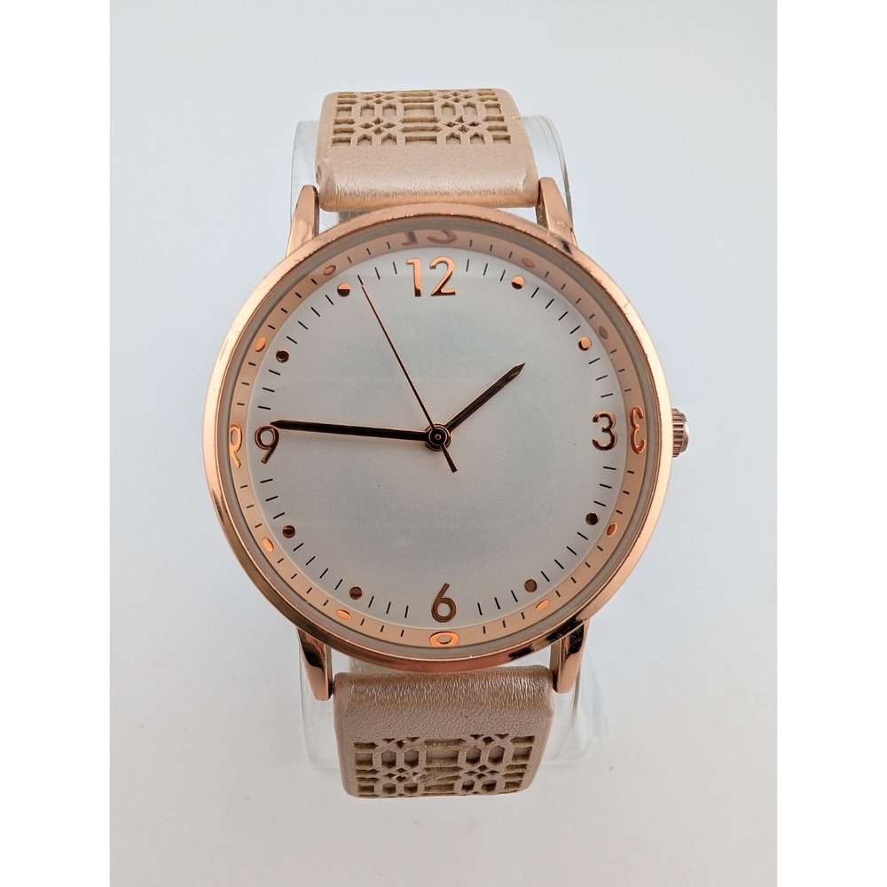 Francesca's‎ Watch Women 36mm Rose Gold Case Pink Faux Leather Band- New Battery